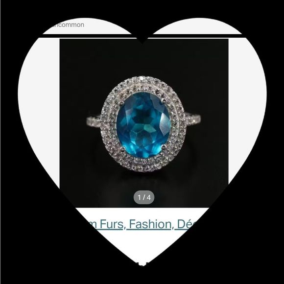 No Brand Jewelry - Sterling Silver Genuine Blue Topaz Double Halo Ring